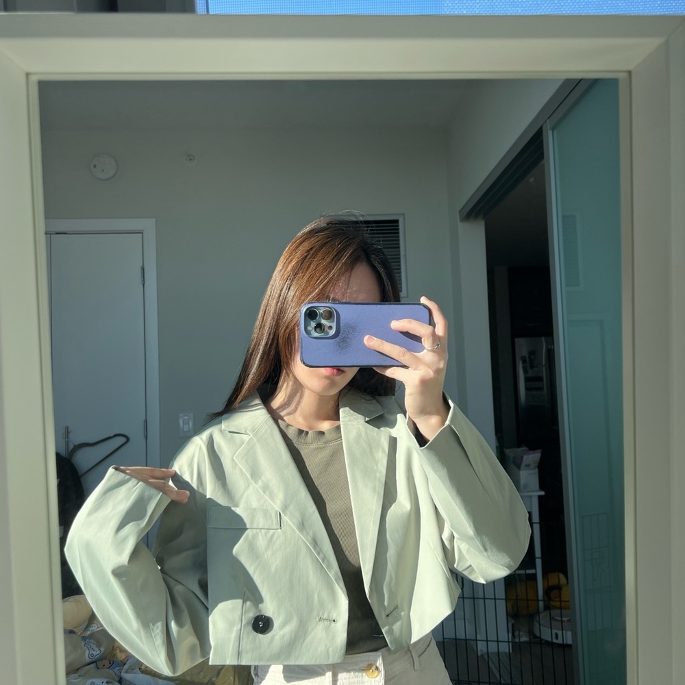 Jing Dark Sea Green Cropped Blazer